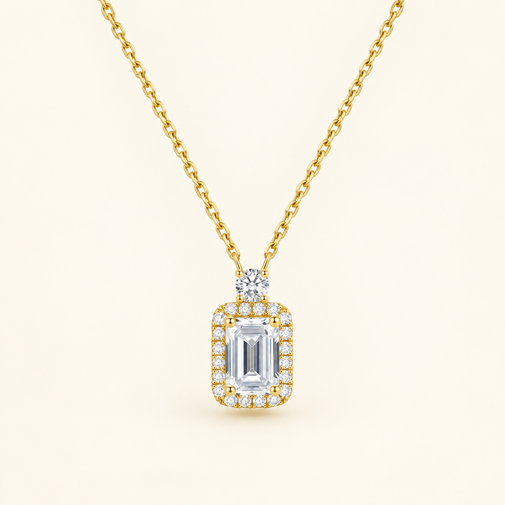Lab Grown Diamond Square Pendant Necklace in 18K Yellow Gold - Future Jewelry