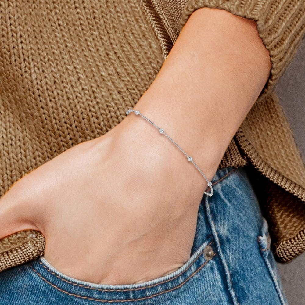 Lab Grown Diamond Station Bracelet in 14K White Gold - Future Jewelry
