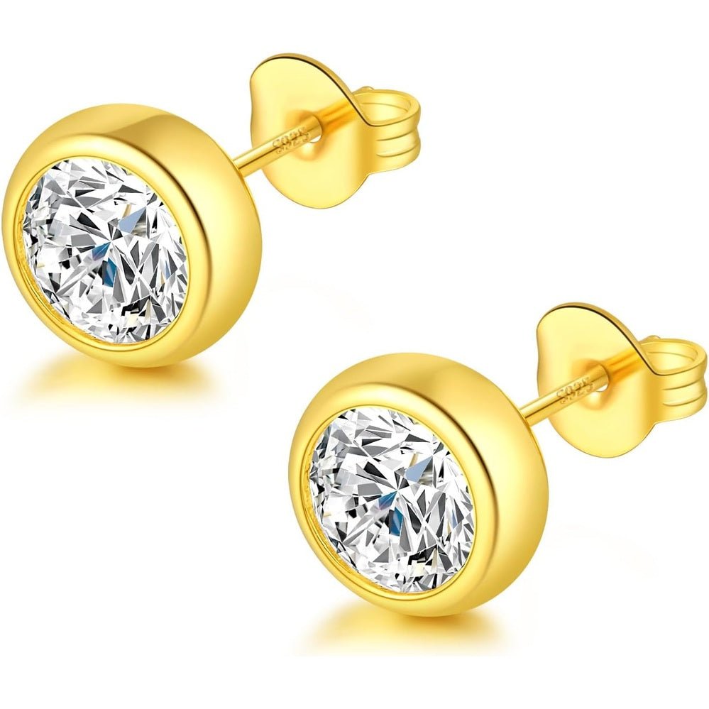 Lab Grown Diamond Stud Earrings, 1 - 2 Carat D Color VVS1 Clarity, Hypoallergenic 925 Sterling Silver with 18K Gold Plating - Future Jewelry