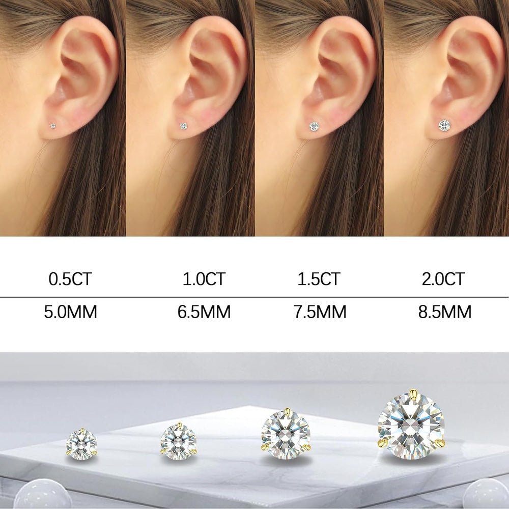 Lab Grown Diamond Stud Earrings for Women, Gold Vermeil 925 Sterling Silver Lab Created Diamond Studs Solitaire Earrings Jewelry - Future Jewelry