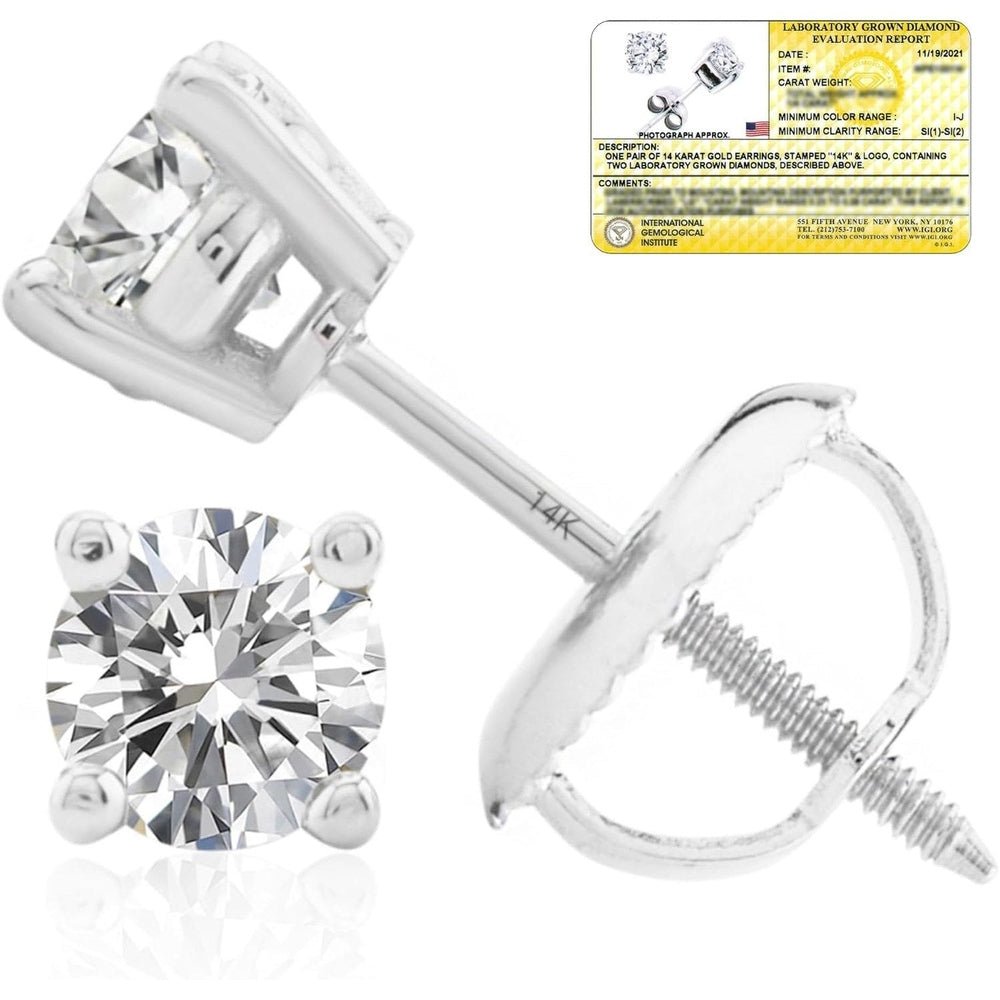 Lab Grown Diamond Stud Earrings IGI Certified 14K Gold - Future Jewelry