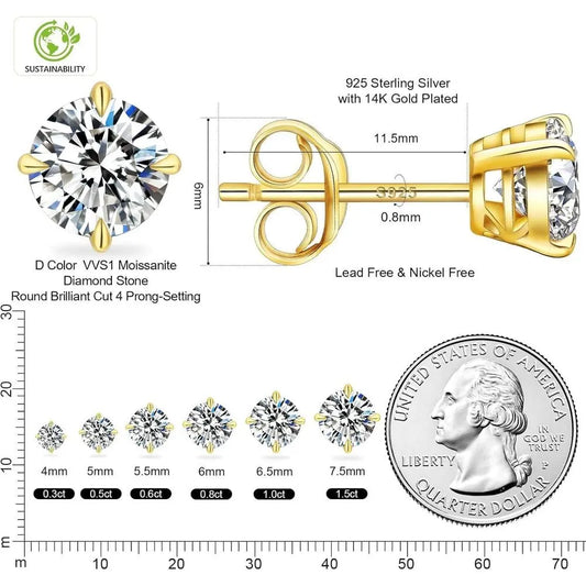 Lab Grown Diamond Stud Earrings in 14k White Gold - Future Jewelry