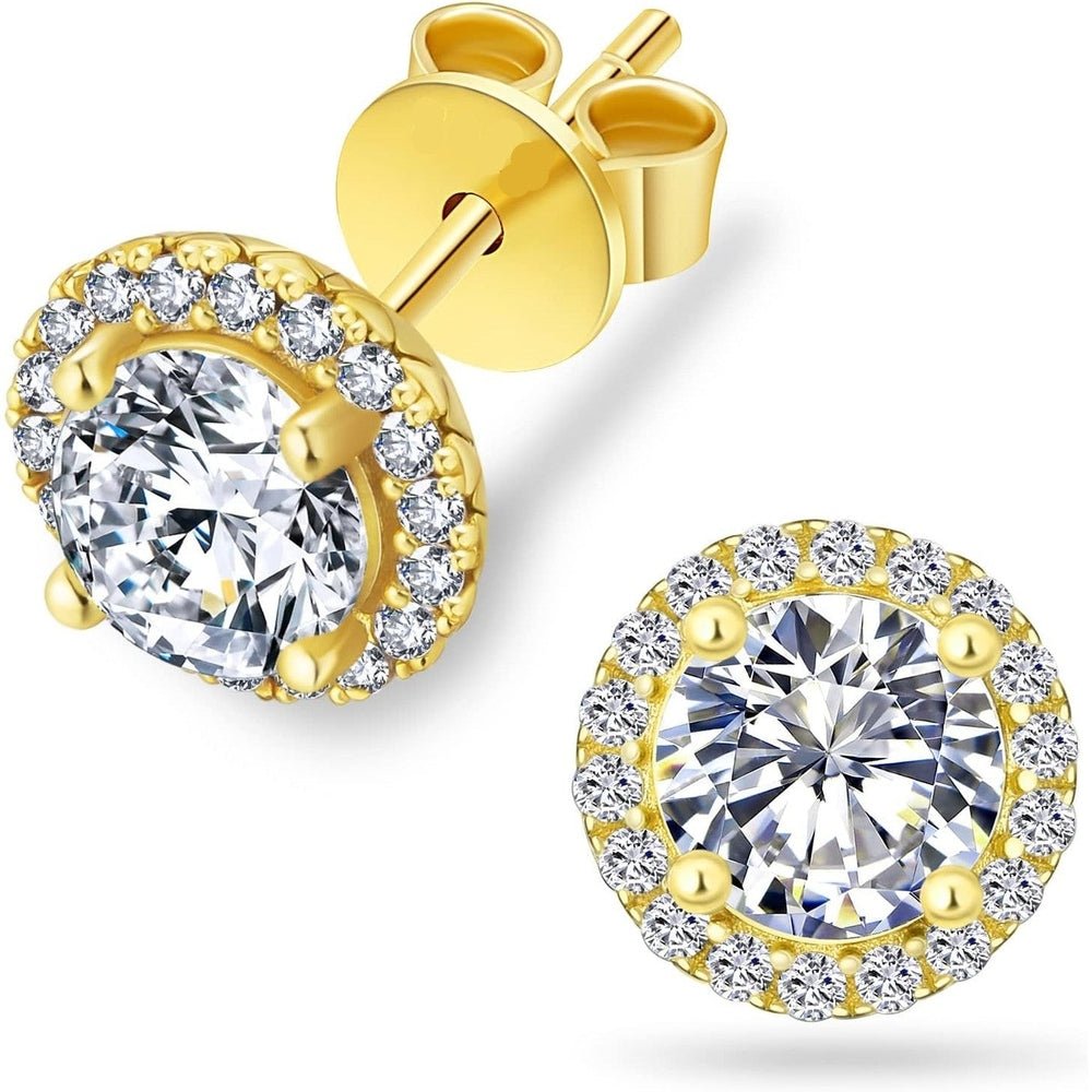 Lab Grown Diamond Stud Earrings in 14k White Gold Sterling Silver - Future Jewelry