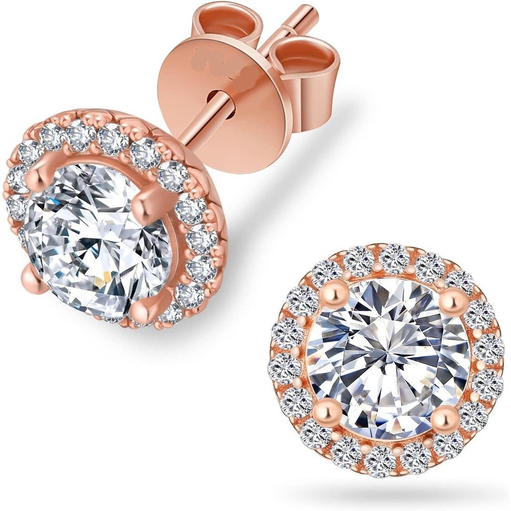 Lab Grown Diamond Stud Earrings in 14k White Gold Sterling Silver - Future Jewelry