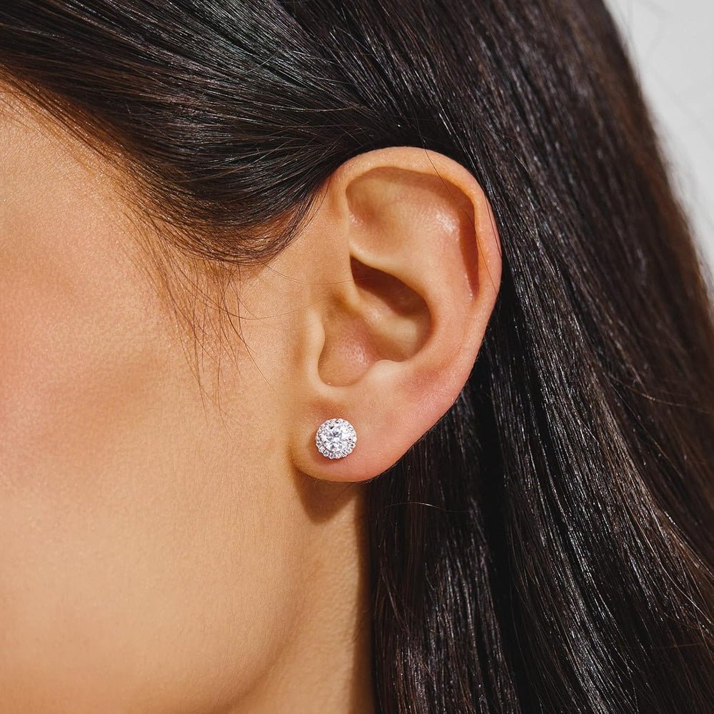 Lab Grown Diamond Stud Earrings in 14k White Gold Sterling Silver - Future Jewelry