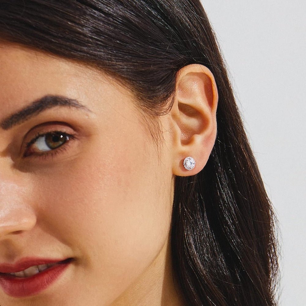 Lab Grown Diamond Stud Earrings in 14k White Gold Sterling Silver - Future Jewelry