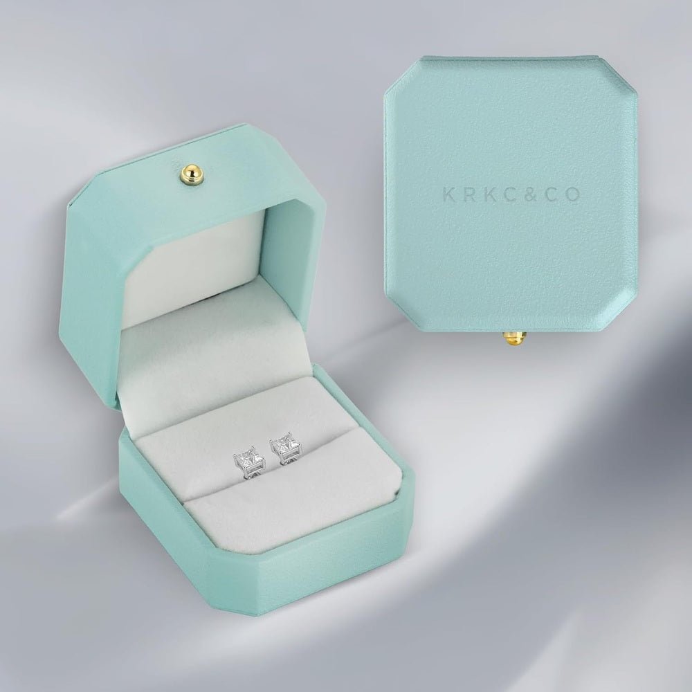 Lab Grown Diamond Studs Earrings for Women, 925 Sterling Silver D Color VVS1, Lab Created Princess Cut Diamond White Gold Plated Earring, 0.6ct - 2ct Brilliant Jewelry Gift For Her - Future Jewelry