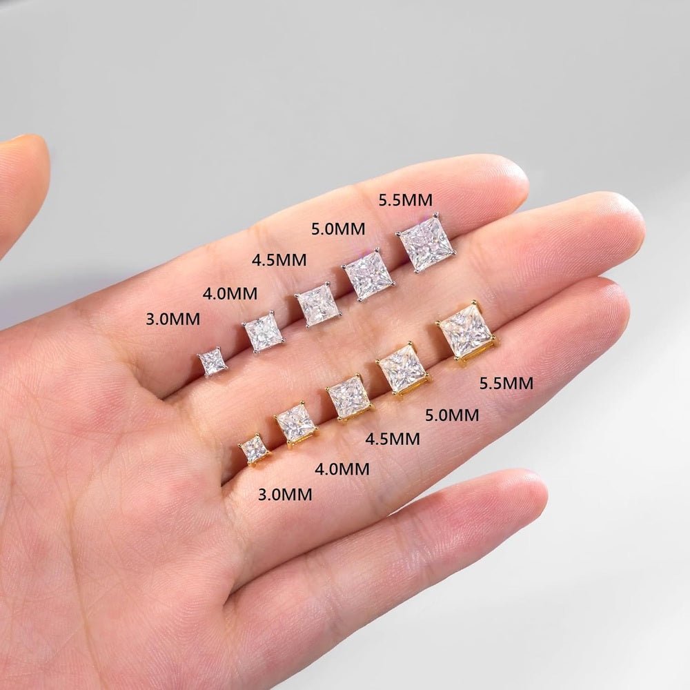 Lab Grown Diamond Studs Earrings for Women, 925 Sterling Silver D Color VVS1, Lab Created Princess Cut Diamond White Gold Plated Earring, 0.6ct - 2ct Brilliant Jewelry Gift For Her - Future Jewelry