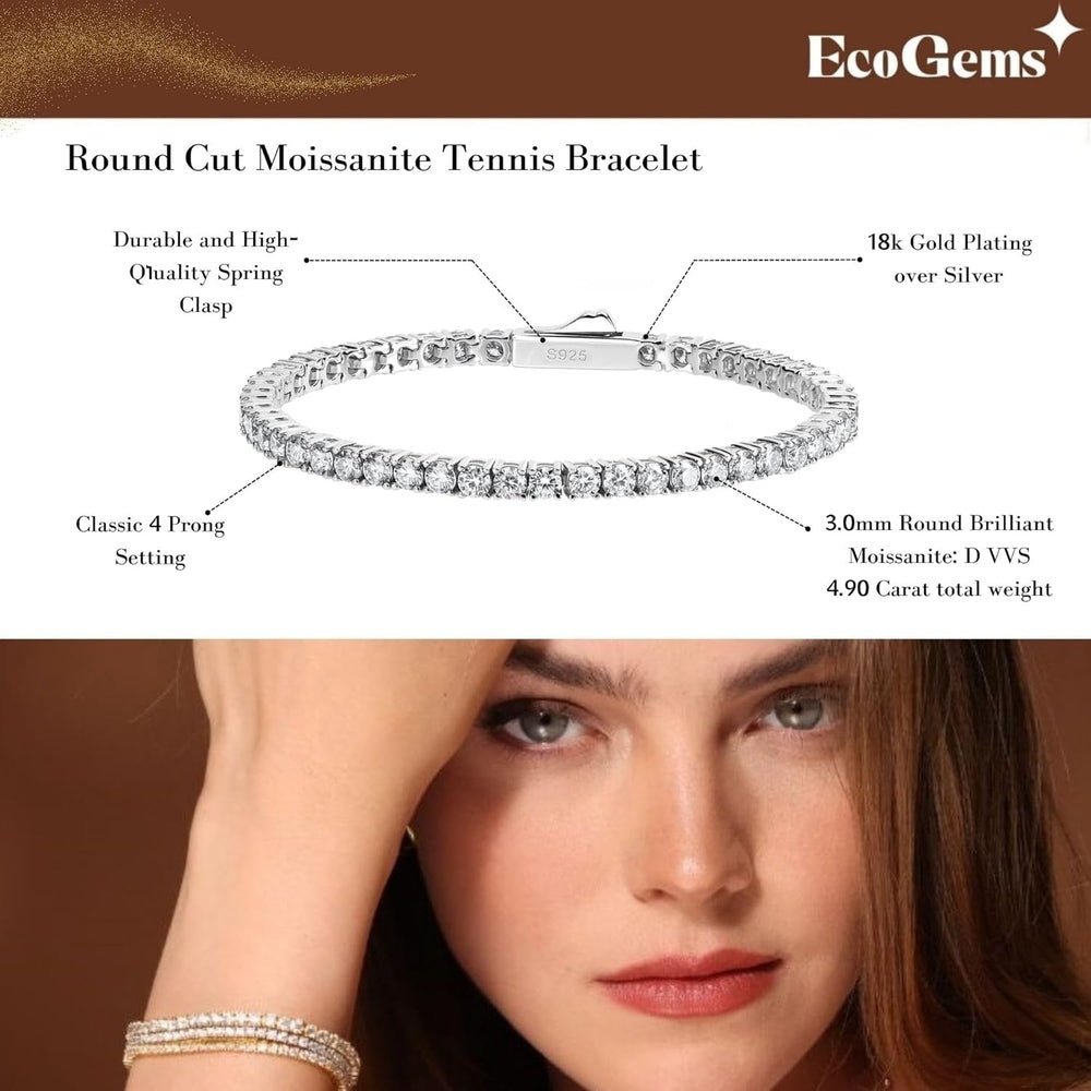 Lab Grown Diamond Tennis Bracelet For Women and Men in 18K White Gold/Yellow Gold Over Sterling Silver, 2mm - 4mm Width, Comes With Gift Box - Future Jewelry
