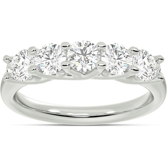 Lab Grown Five Stone Diamond Ring for Women in 14K White Gold - Future Jewelry