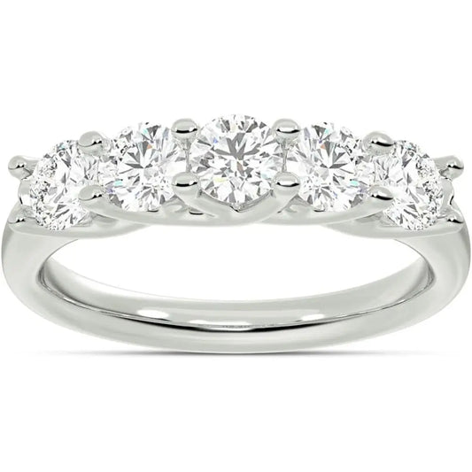 Lab Grown Five Stone Diamond Ring for Women in 14K White Gold - Future Jewelry