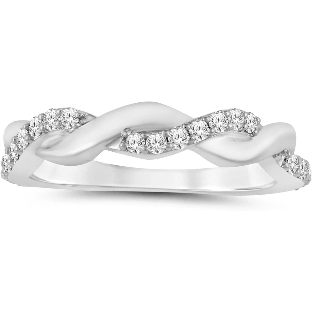 Lab Grown Twisted Vine Wedding Band in 10K White Gold - Future Jewelry