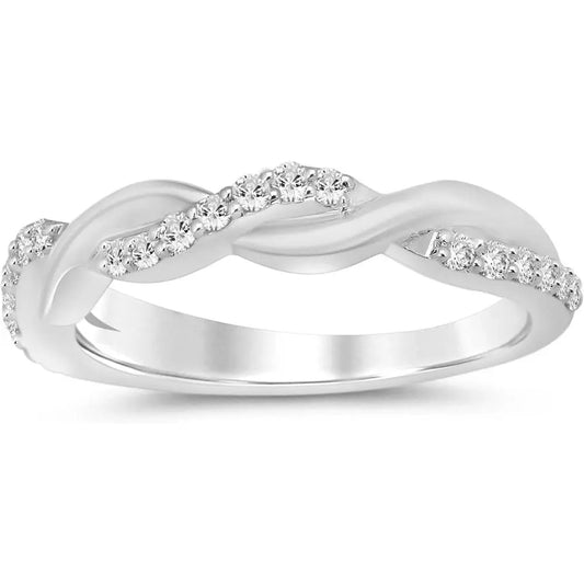 Lab Grown Twisted Vine Wedding Band in 10K White Gold - Future Jewelry