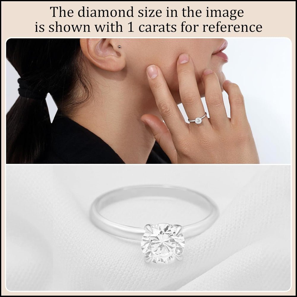 Lab Grown White Diamond Classic Solitaire Engagement Ring for Women in 14k Gold - Future Jewelry
