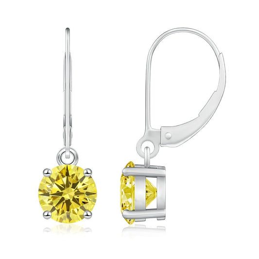 Lab Grown Yellow Diamond Earrings in 14K White Gold - Future Jewelry