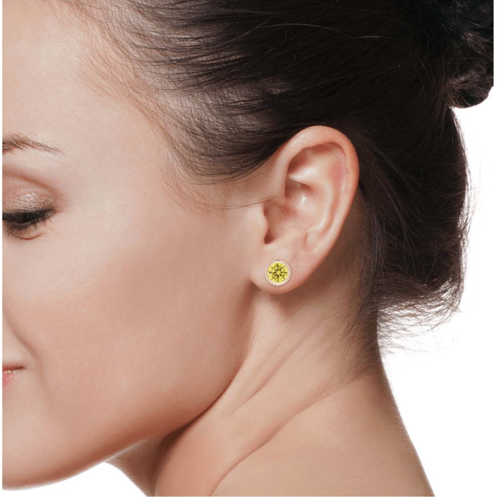 Lab Grown Yellow Diamond Earrings in 14K White Gold - Future Jewelry