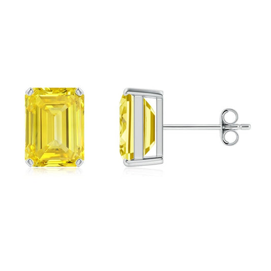 Lab Grown Yellow Diamond Earrings in 14K White Gold - Future Jewelry