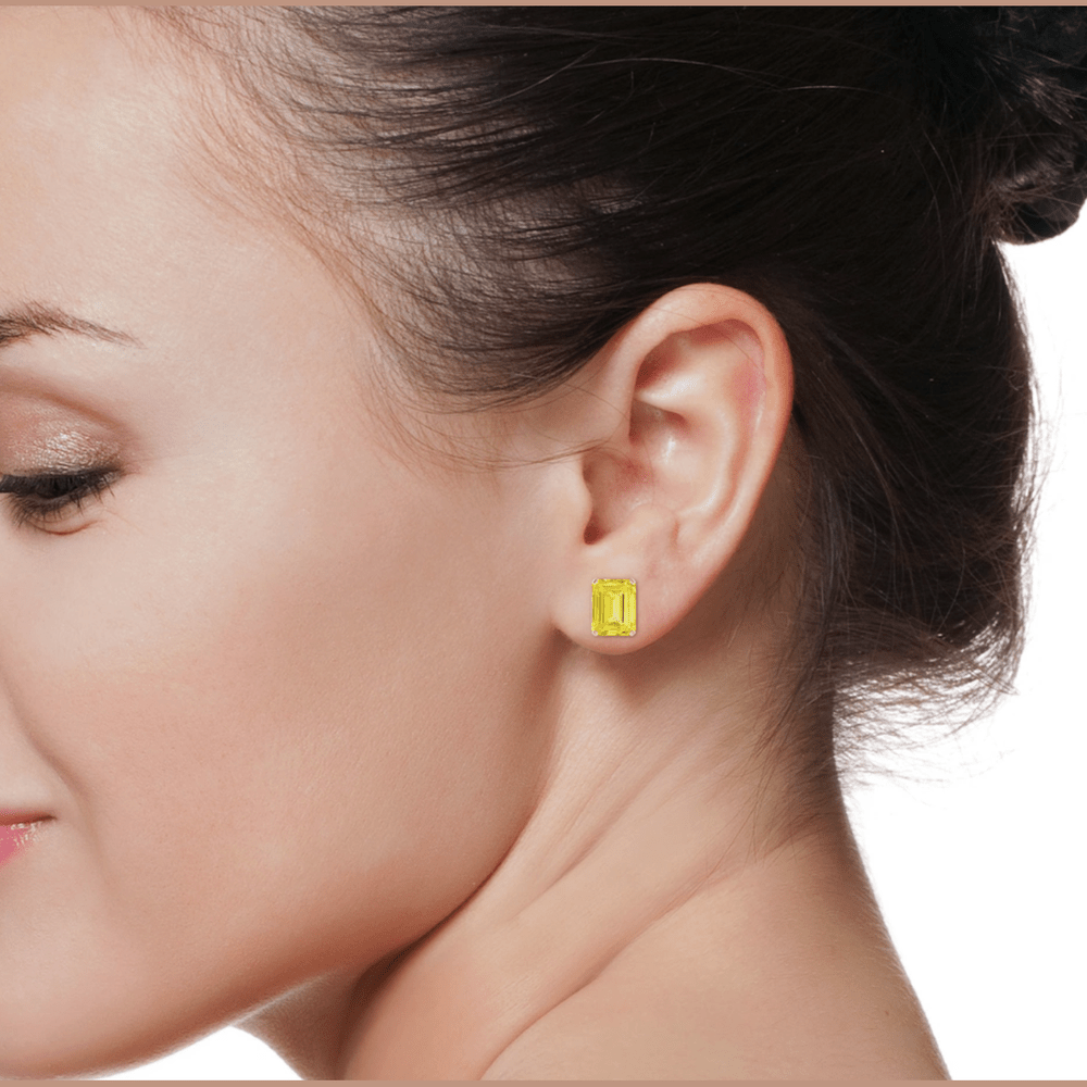 Lab Grown Yellow Diamond Earrings in 14K White Gold - Future Jewelry