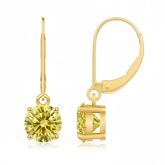 2 carat yellow lab grown diamond earrings in 14K white gold, Future Jewelry