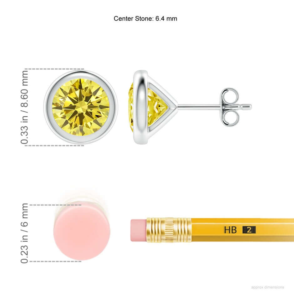 Lab Grown Yellow Diamond Earrings in 14K White Gold - Future Jewelry