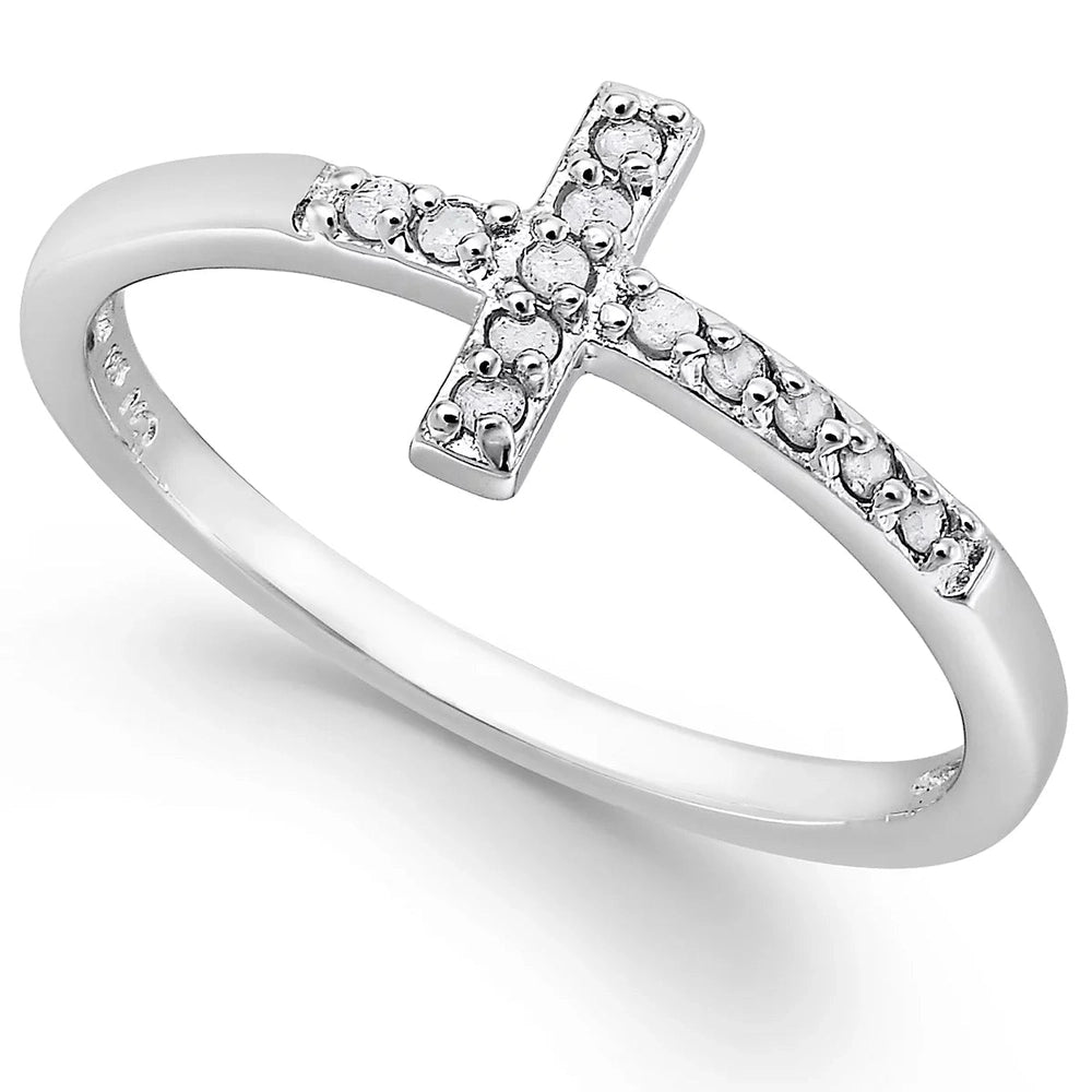 Macy's Diamond Cross Ring in Sterling Silver - Future Jewelry
