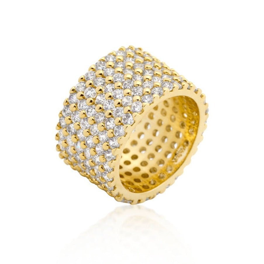 Macy's Women's White Cubic Zirconia Micropave Multi Row Eternity Band in 14K Rose, 14K - Future Jewelry