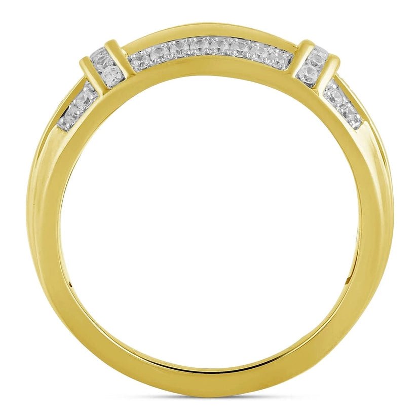 Men's Macy's Diamond Cluster Ring in 18k Yellow Gold - Plated Sterling - Future Jewelry