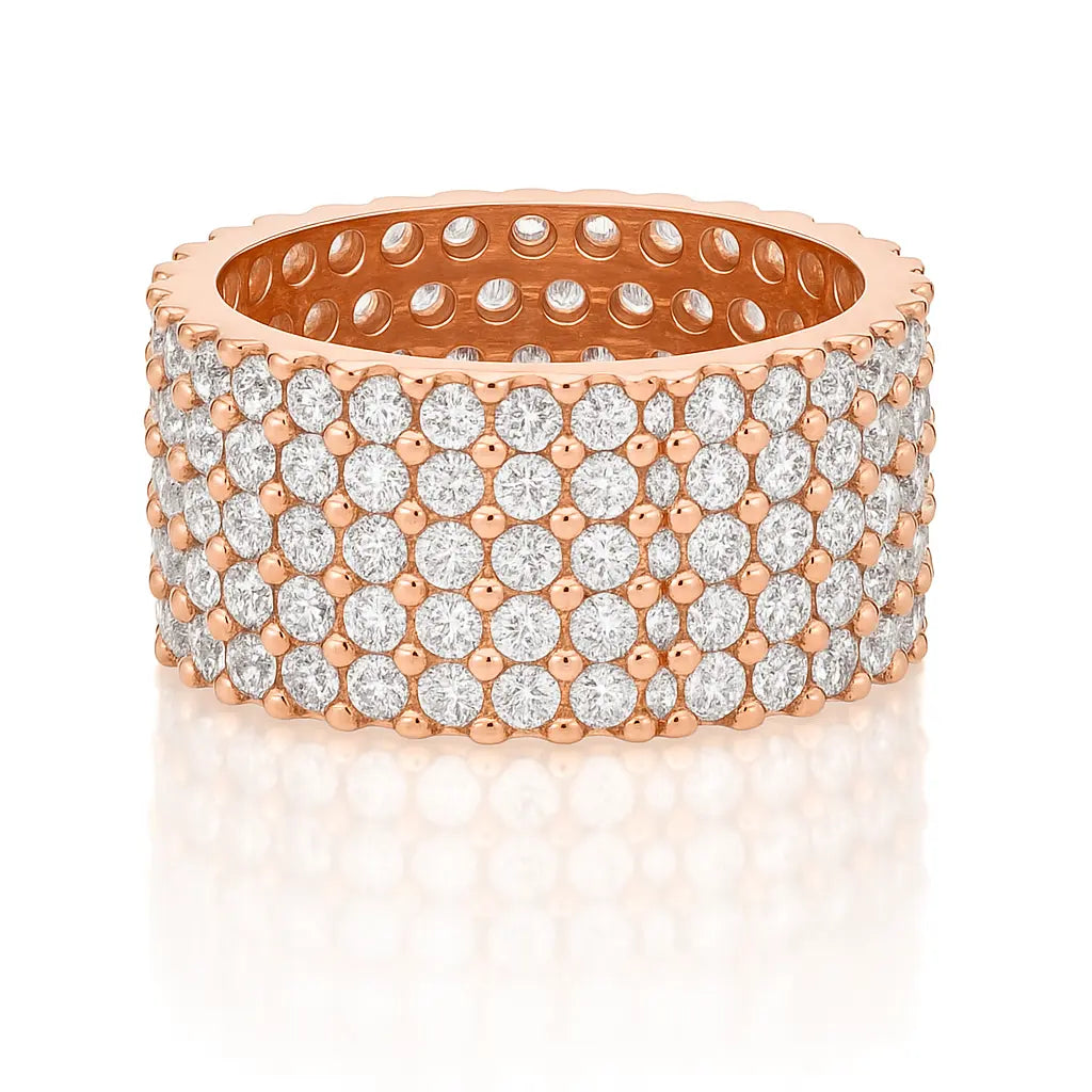 angled view of 3 carat lab diamond multi row eternity band