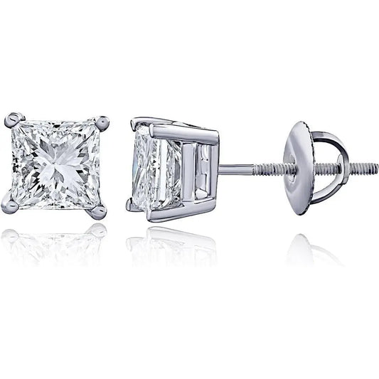 One to Six Carat Princess Cut Lab Grown Diamond Studs - Future Jewelry