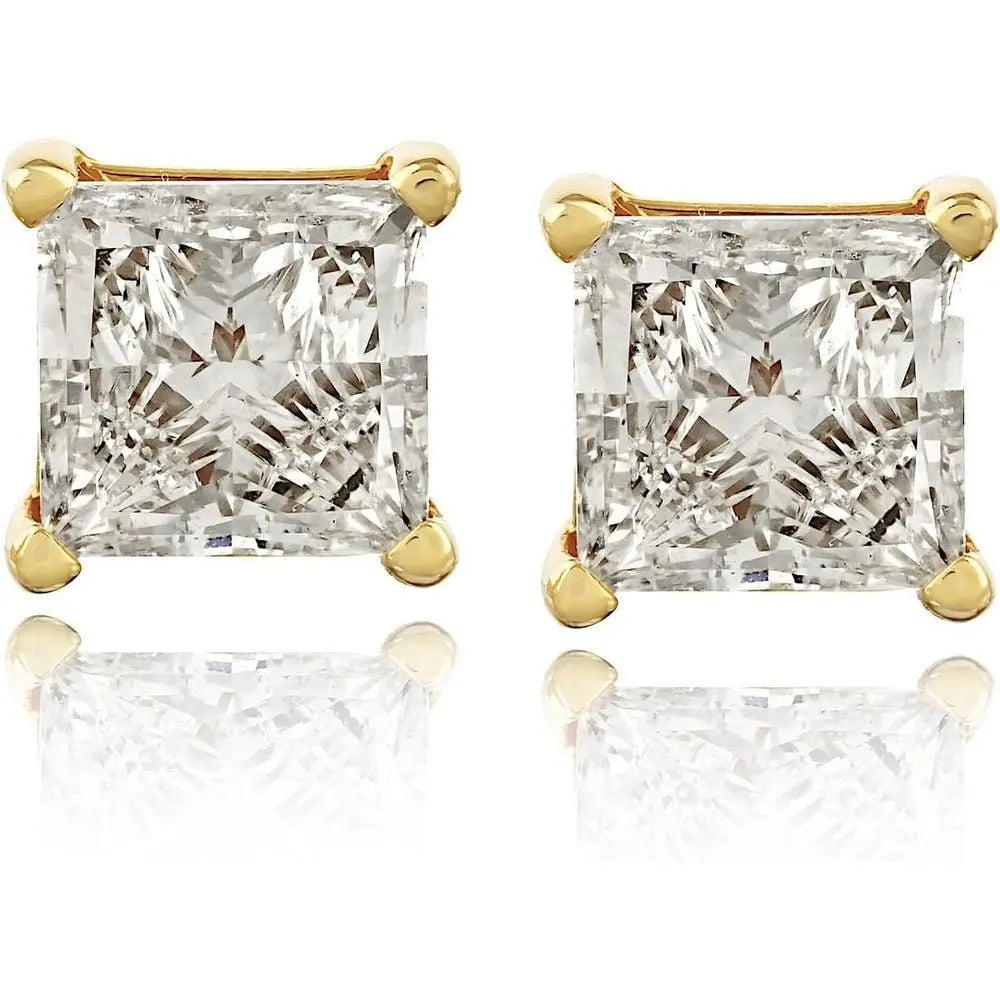 One to Six Carat Princess Cut Lab Grown Diamond Studs - Future Jewelry