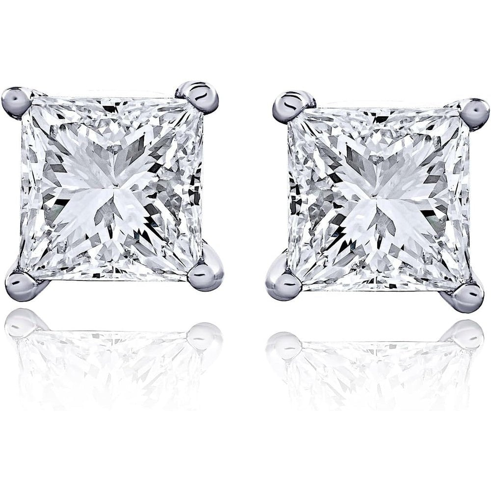 One to Six Carat Princess Cut Lab Grown Diamond Studs - Future Jewelry