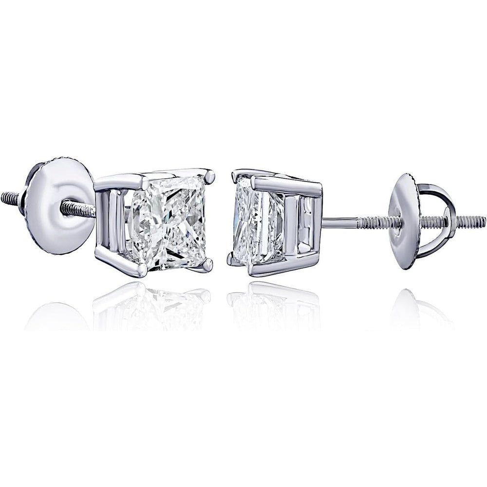 One to Six Carat Princess Cut Lab Grown Diamond Studs - Future Jewelry