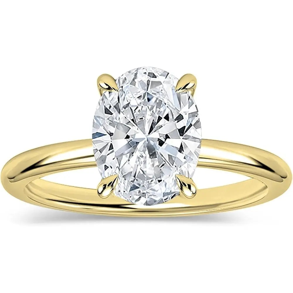 3 Carat Oval Lab Diamond Engagement Ring in 14K Rose Gold - Future Jewelry