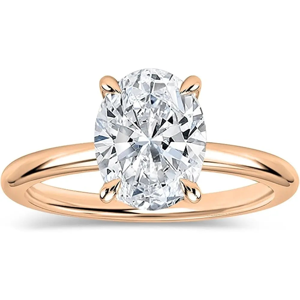 3 Carat Oval Lab Diamond Engagement Ring in 14K Rose Gold - Future Jewelry