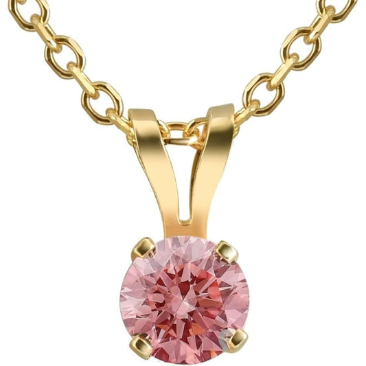 Pink Diamond Solitaire Pendant in 14K Gold Necklace - Future Jewelry