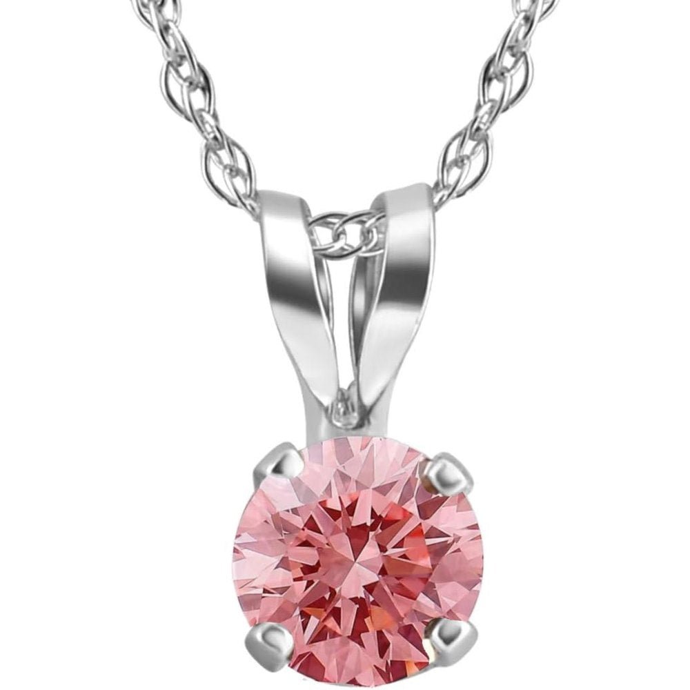 Pink Diamond Solitaire Pendant in 14K Gold Necklace - Future Jewelry