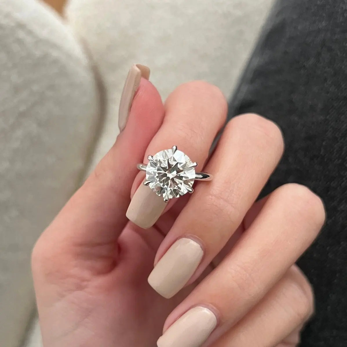 Platinum 5 Carat Round Cut Lab Grown Diamond Engagement Ring – IGI Certified - Future Jewelry