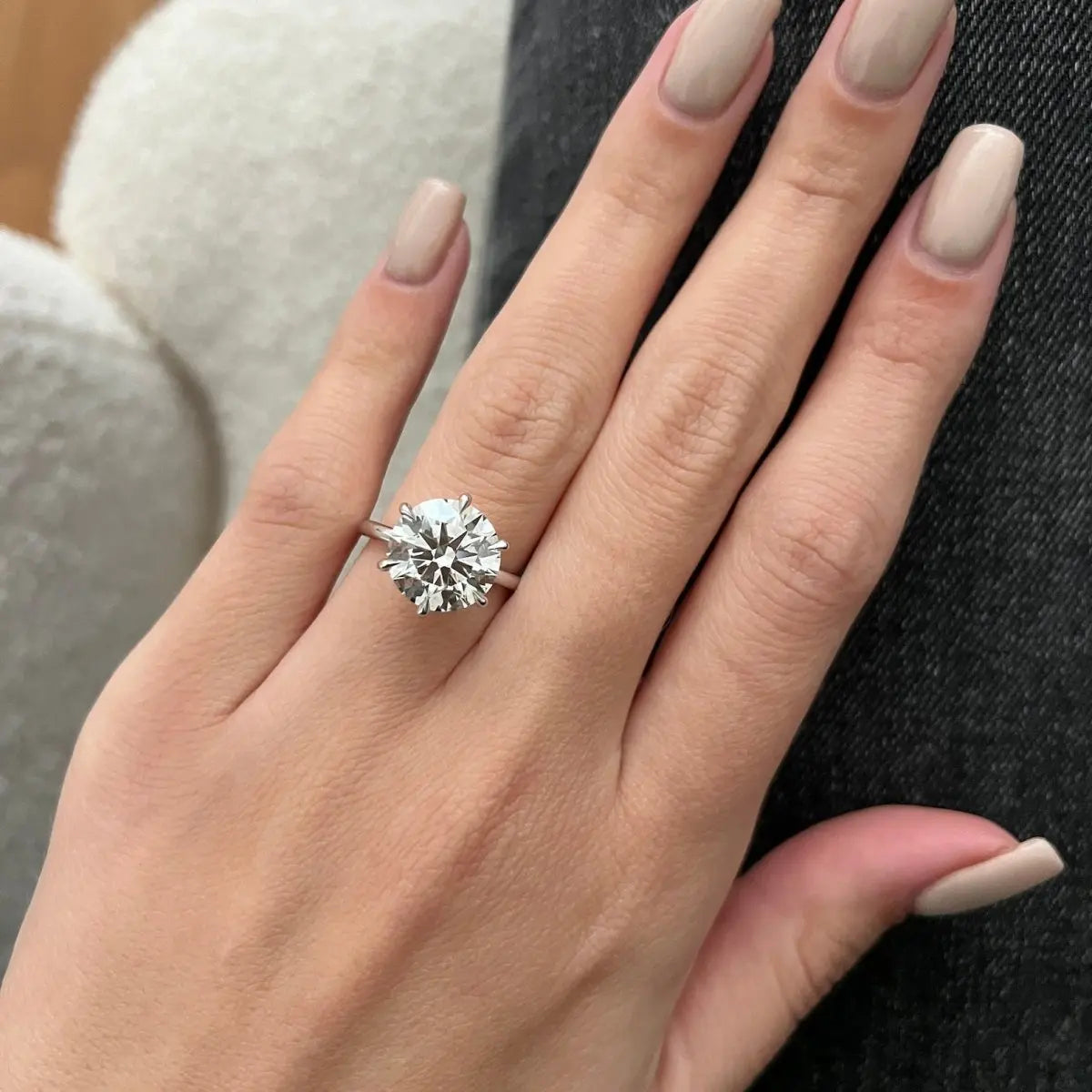 Platinum 5 Carat Round Cut Lab Grown Diamond Engagement Ring – IGI Certified - Future Jewelry