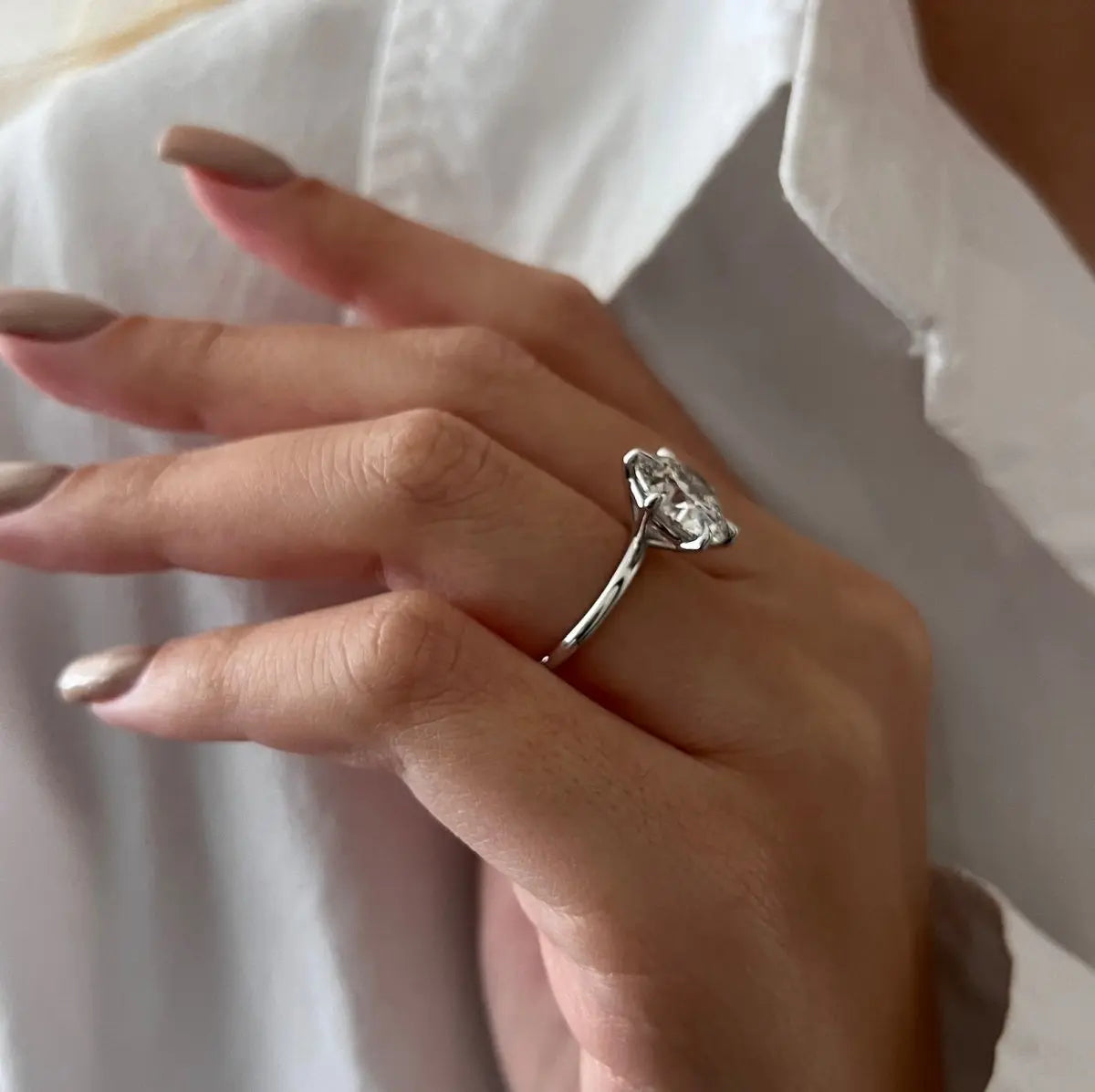 Platinum 5 Carat Round Cut Lab Grown Diamond Engagement Ring – IGI Certified - Future Jewelry