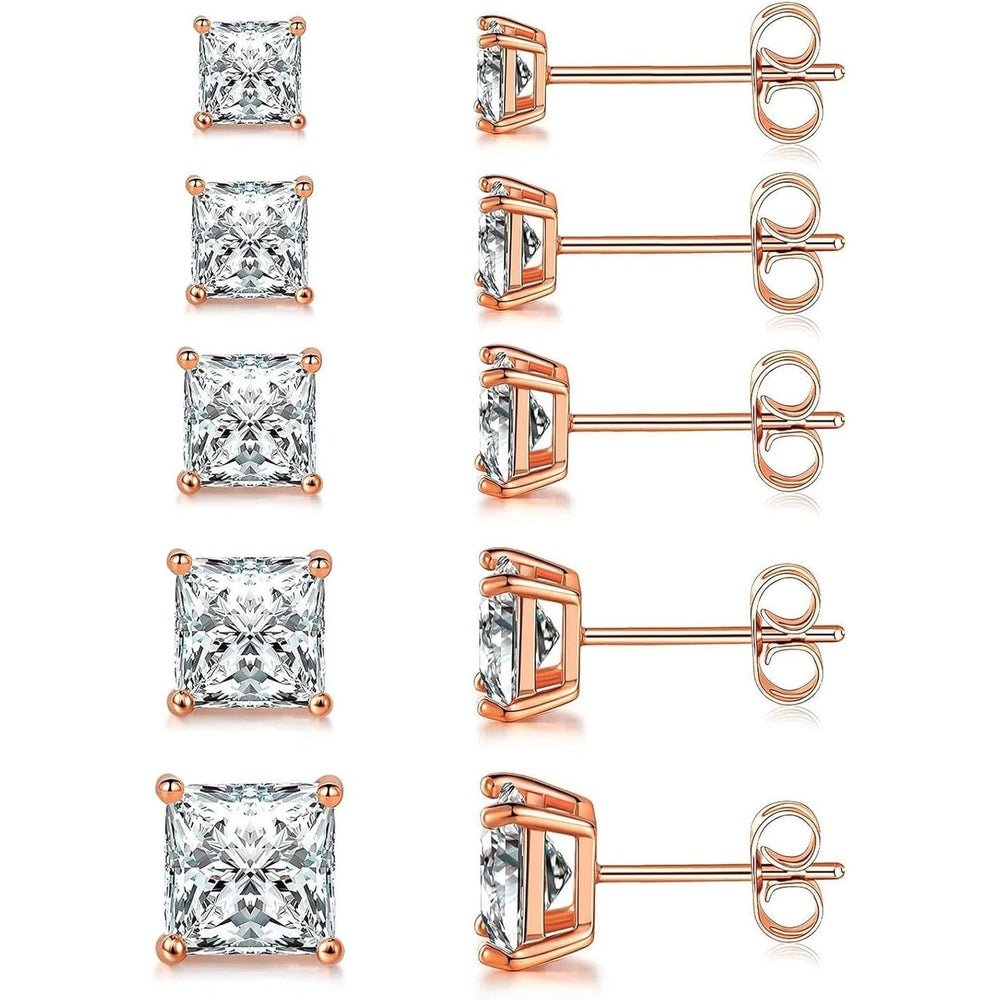 Princess Cut Lab Grown Diamond Stud Earring Set (5 Pairs) - Future Jewelry