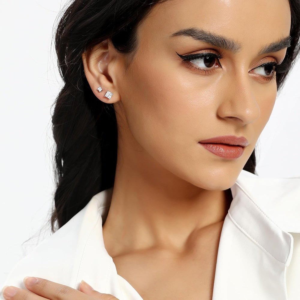Princess Cut Lab Grown Diamond Stud Earring Set (5 Pairs) - Future Jewelry