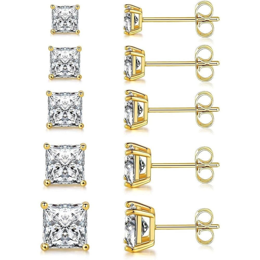 Princess Cut Lab Grown Diamond Stud Earring Set (5 Pairs) - Future Jewelry
