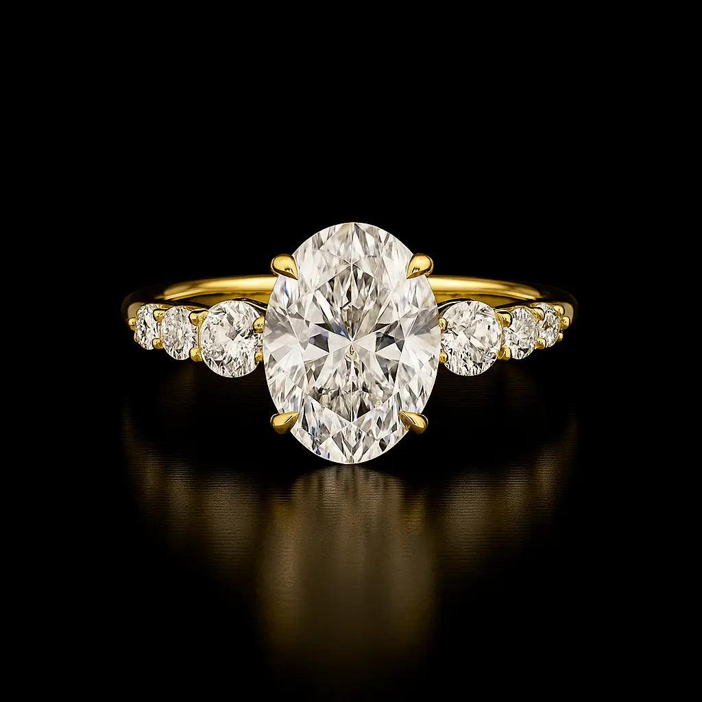2.20 Carat Oval Lab Diamond Engagement Ring in 14K Yellow Gold - Future Jewelry