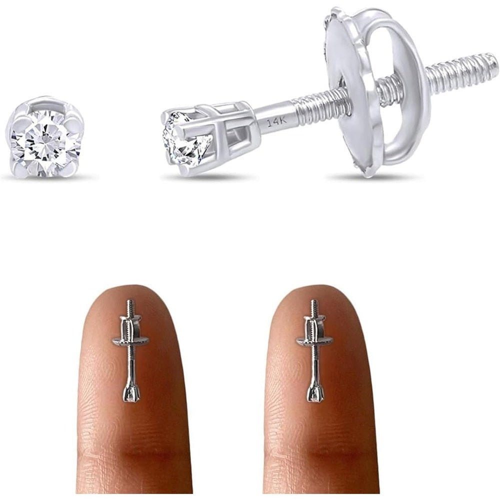 Round Lab Grown or Natural Diamond Stud (IGI Certified 0.70 ct & up) Popular Plus Quality Screw Back Earrings in 14k Solid Gold - Future Jewelry