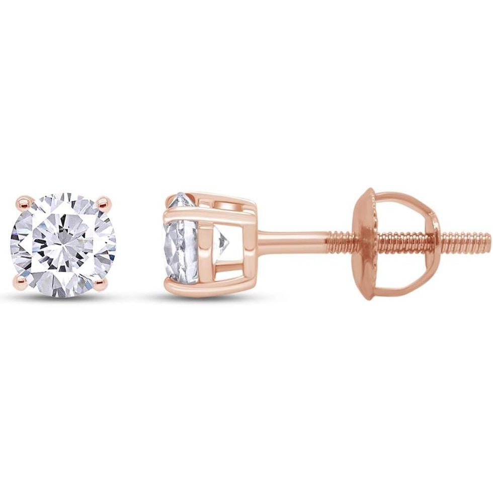Round Lab Grown or Natural Diamond Stud (IGI Certified 0.70 ct & up) Popular Plus Quality Screw Back Earrings in 14k Solid Gold - Future Jewelry