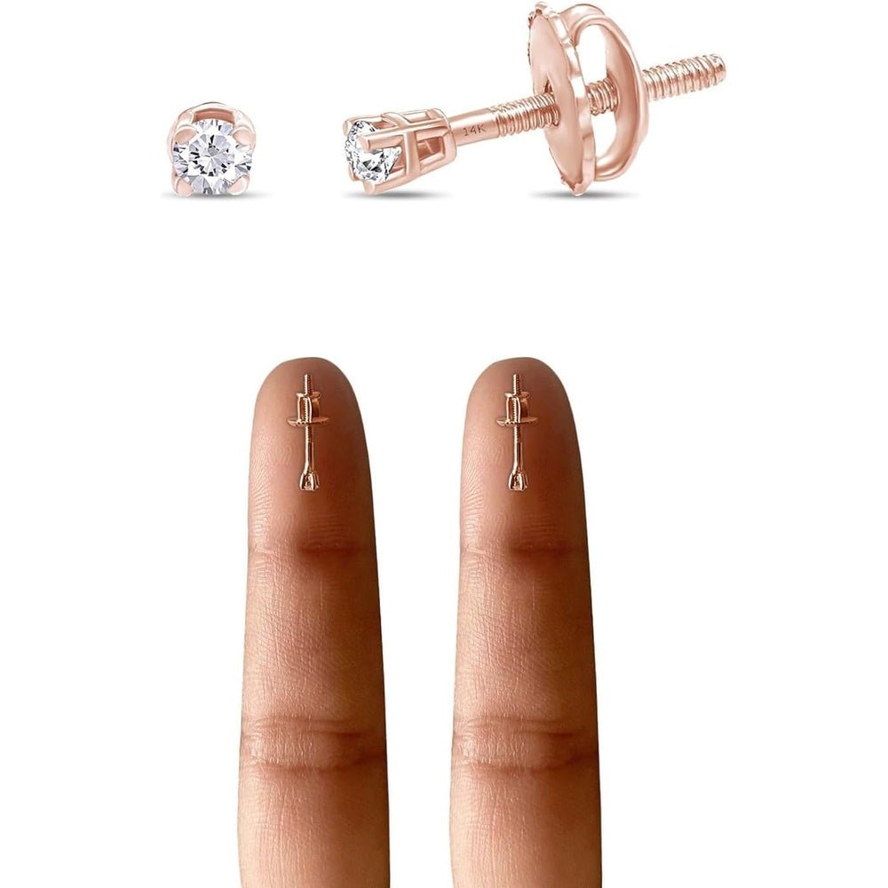 Round Lab Grown or Natural Diamond Stud (IGI Certified 0.70 ct & up) Popular Plus Quality Screw Back Earrings in 14k Solid Gold - Future Jewelry