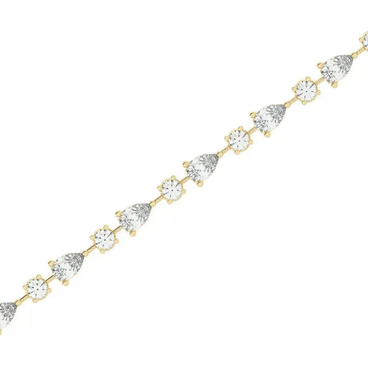Celestial Harmony Round & Pear Cut LG Diamond Tennis Bracelet – 8.80 Carat, 18K Yellow Gold, Ethical Luxury