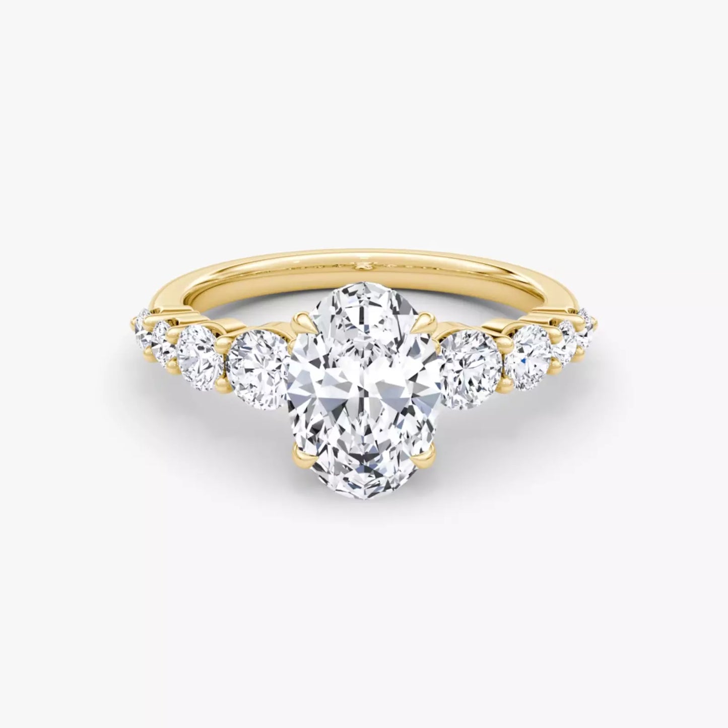 3 Carat Oval-Cut Lab-Grown Diamond Engagement Ring with Side Stones - 14K Yellow Gold