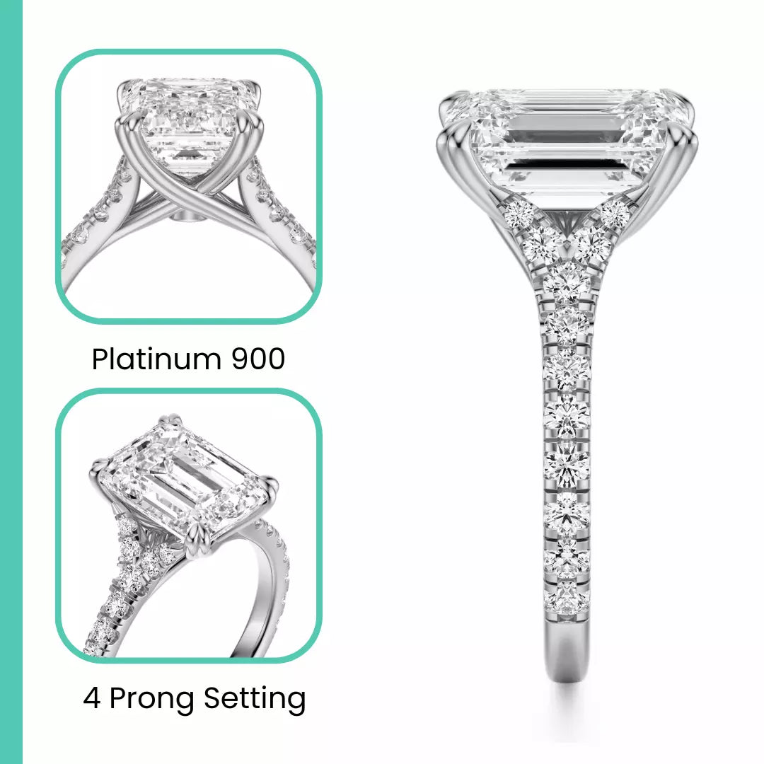 IGI Certified 2.40 Carat Emerald E VS1 Lab Grown Diamond Ring Platinum 900