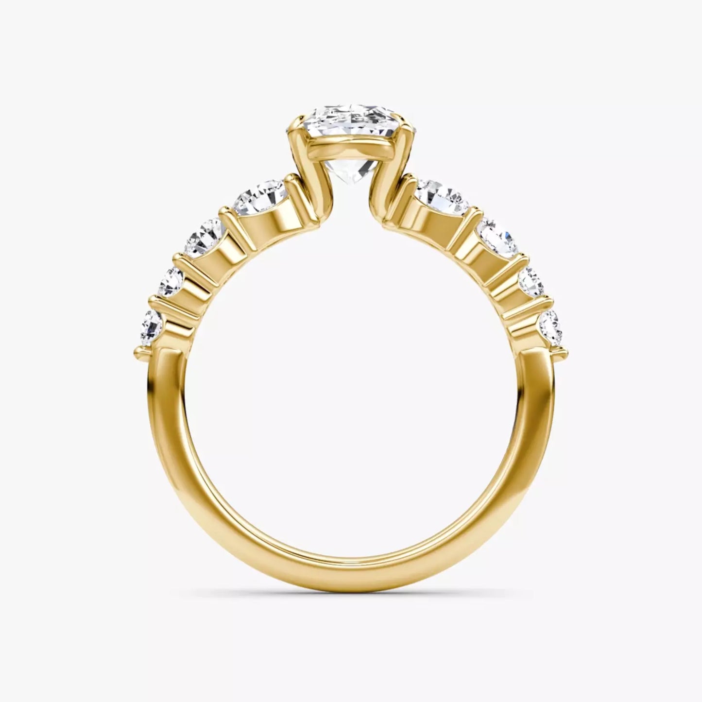 3 Carat Oval-Cut Lab-Grown Diamond Engagement Ring with Side Stones - 14K Yellow Gold